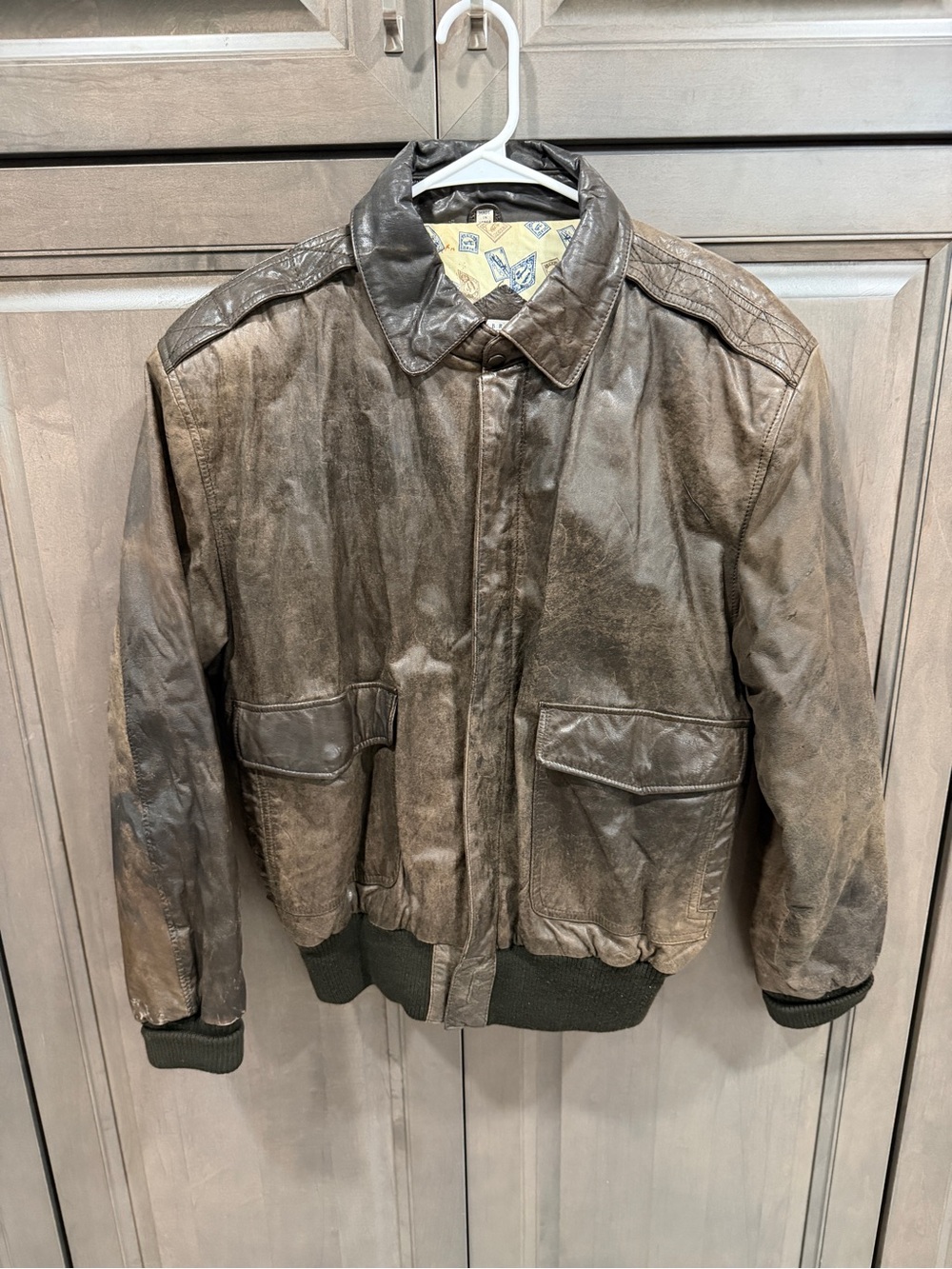 vintage 90s Cambridge Dry Goods leather bomber jacket